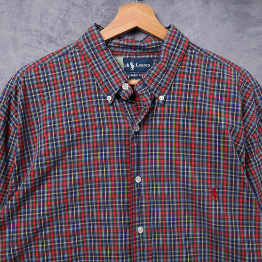Y2K Red Plaid Ralph Lauren Classic Fit Long Sleeve Button-Up Shirt 5407