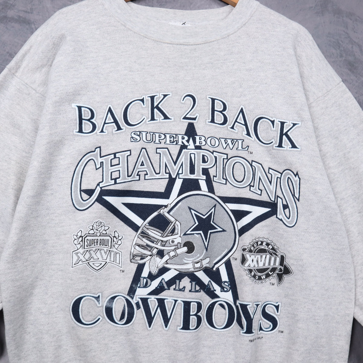 1994 Grey Dallas Cowboys Back 2 Back Super Bowl Champions Crewneck Sweatshirt 6717