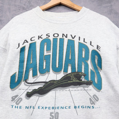 90s Grey Jacksonville Jaguars NFL Experience Crewneck Sweatshirt 6427