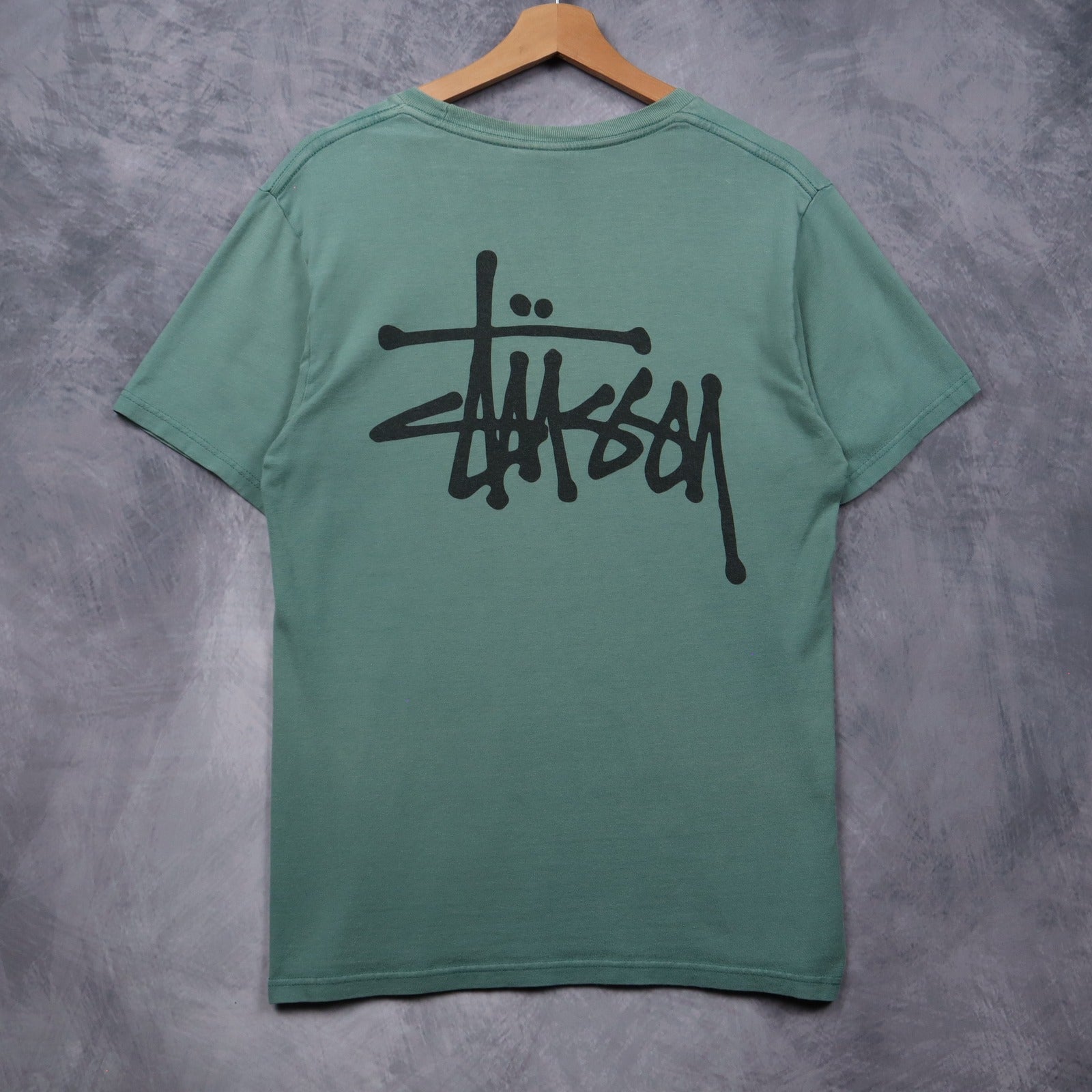 Early 00s Sage Green Stussy Logo Shirt 5511