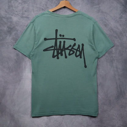 Early 00s Sage Green Stussy Logo Shirt 5511