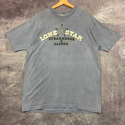 90s Grey Lone Star Steakhouse & Saloon Graphic Shirt L 0969