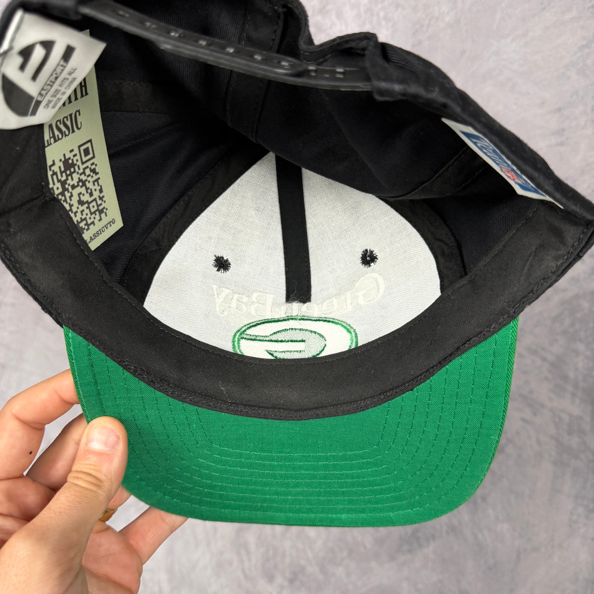 90s Black Green Bay Packers Snapback Hat 6810