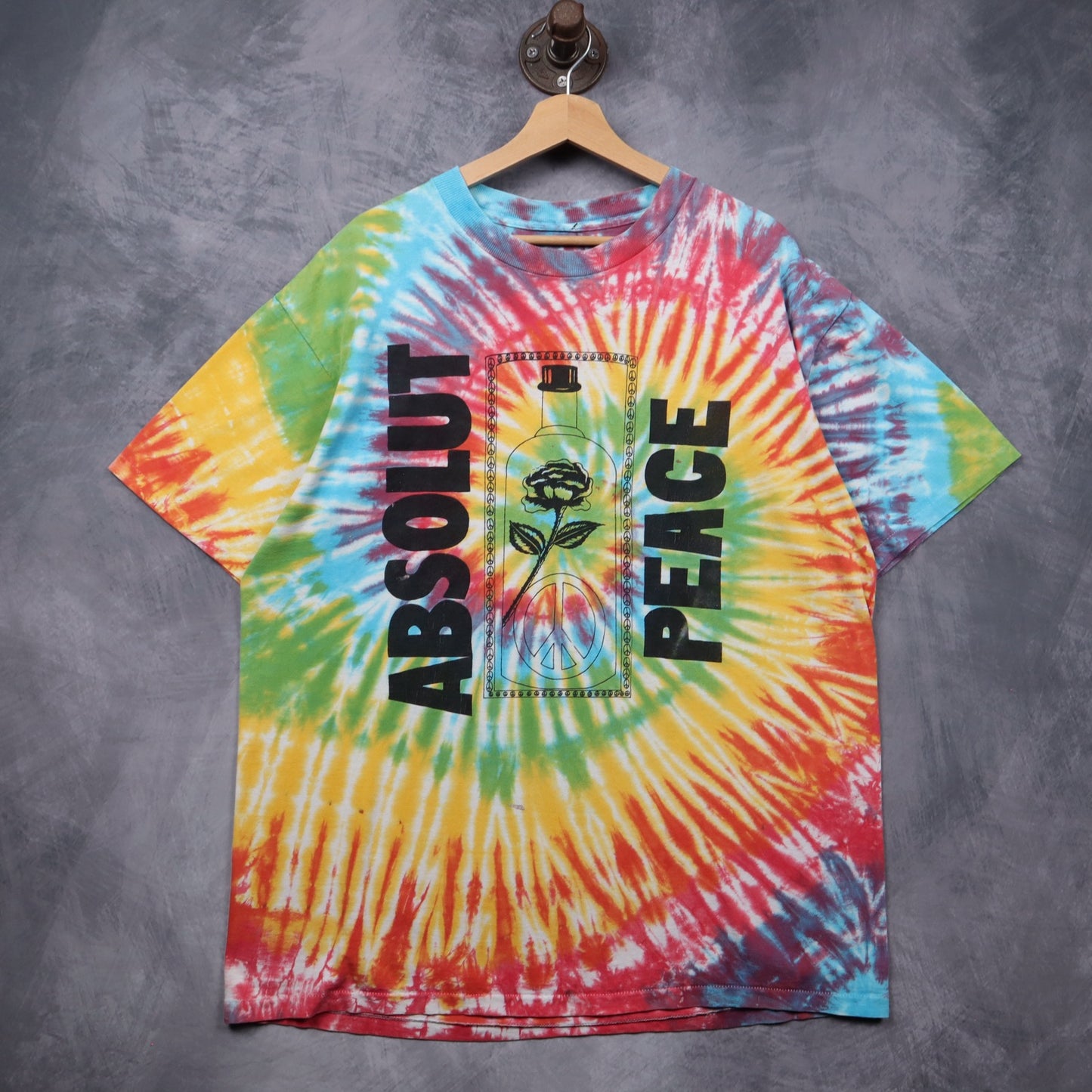 90s Rainbow Tie Dye Absolut Peace Shirt 5510