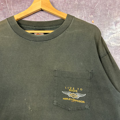 90s Faded Black Harley Davidson Long Sleeve Shirt 3041