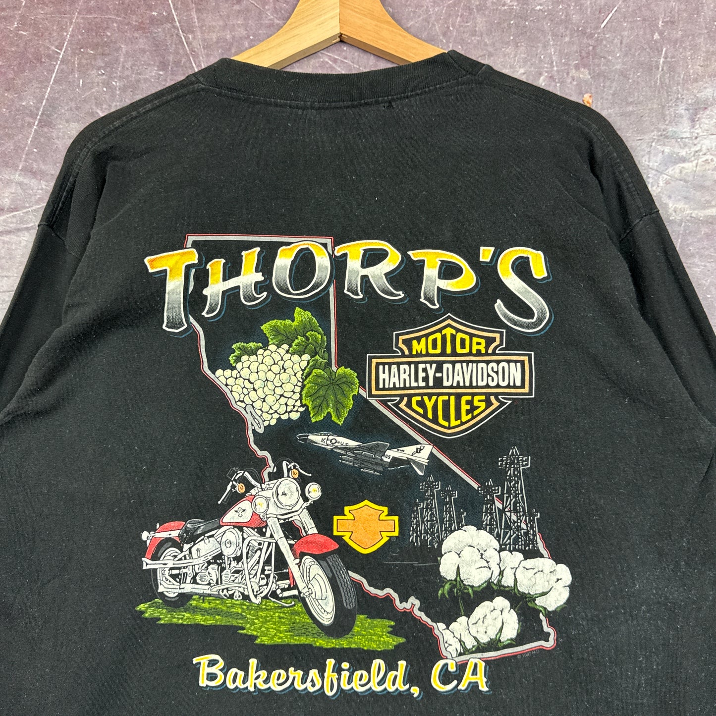 90s Faded Black Harley Davidson Long Sleeve Shirt 3100