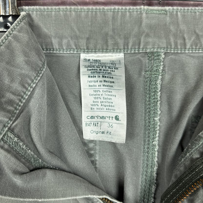 00s Olive Green Baggy Carhartt Carpenter Work Shorts 35x9.5 2793