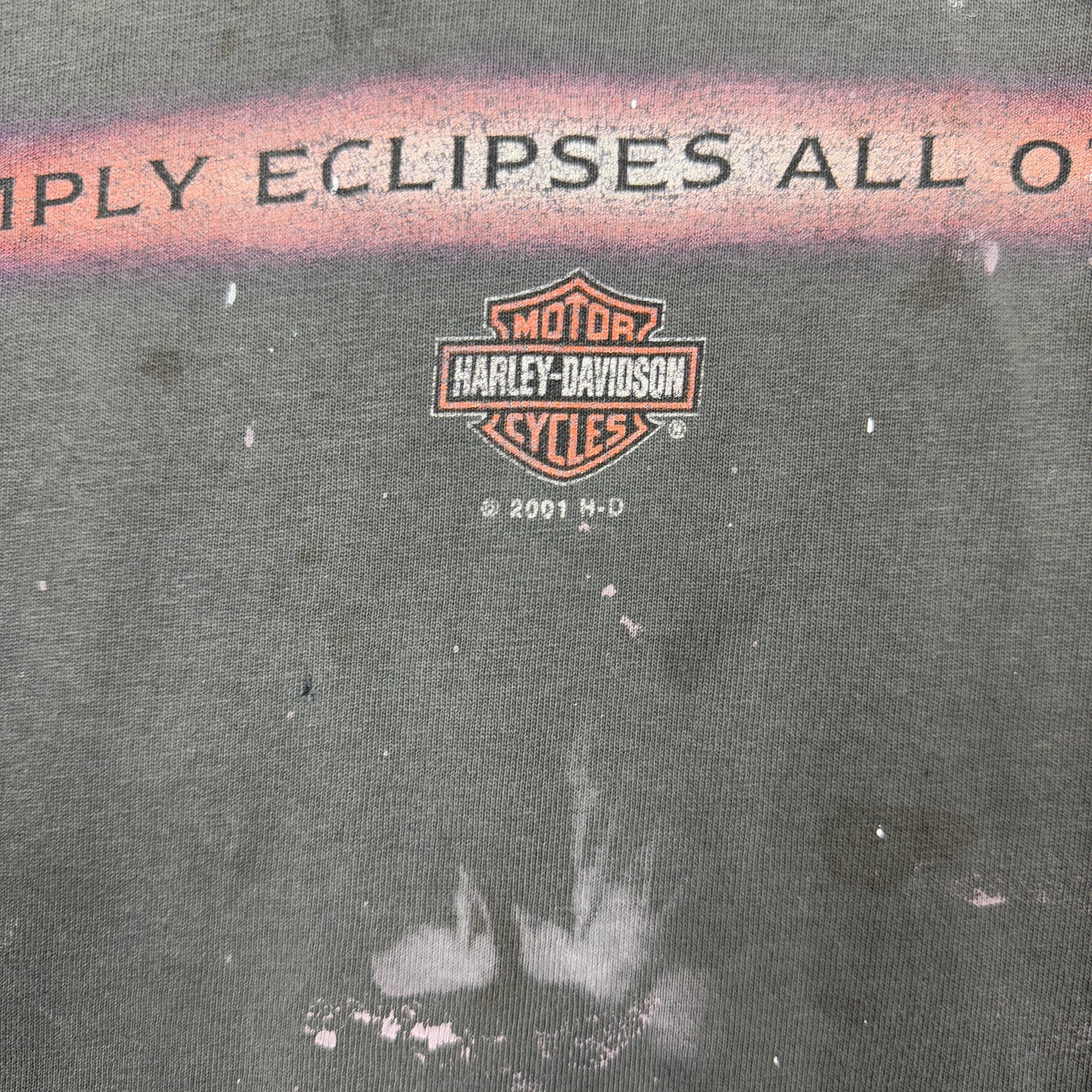 Early 00s Faded Black Gray Harley Davidson Simply Eclipses All Others Painter Graphic Shirt XXL 1106