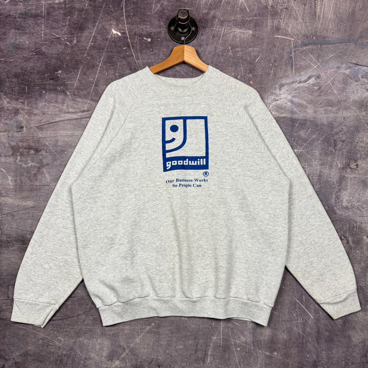 Early 90s Light Gray Goodwill Logo Graphic Crewneck Sweatshirt L 0051