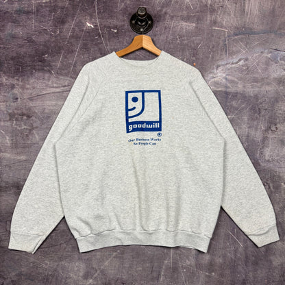 Early 90s Light Gray Goodwill Logo Graphic Crewneck Sweatshirt L 0051