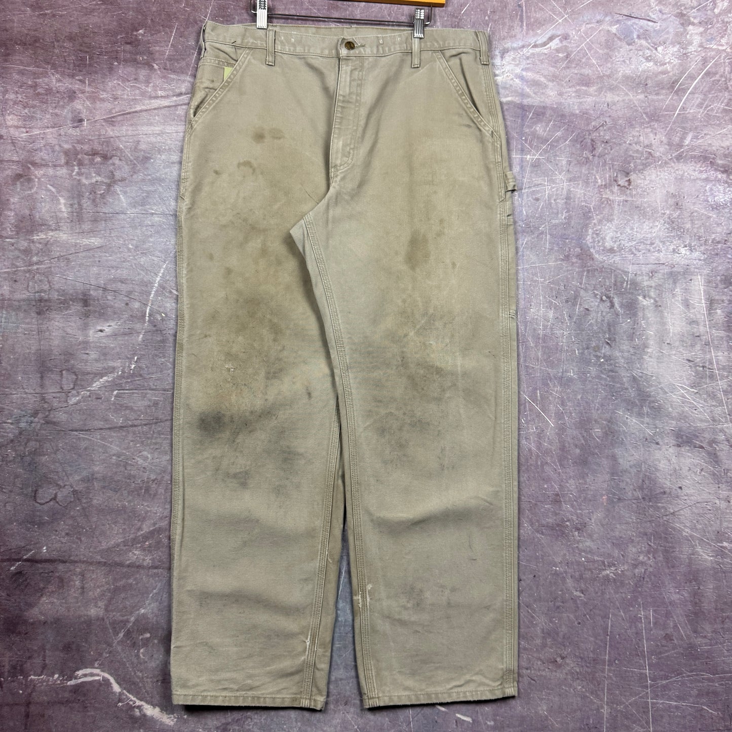 90s Tan Brown Carhartt Carpenter Work Pants 37x31.5 2462