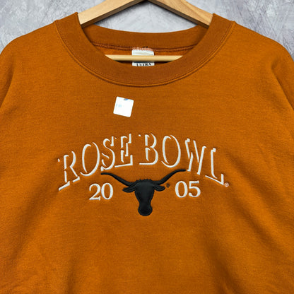 2005 Orange Rose Bowl Texas Longhorns Crewneck Sweatshirt 4382