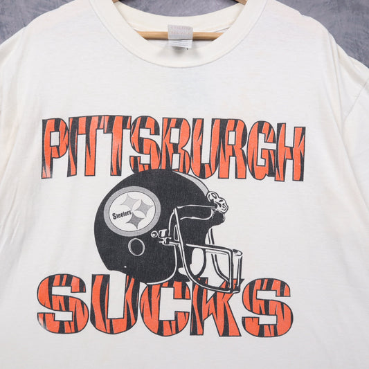 90s White Pittsburgh Sucks Cleveland Browns Shirt 6714