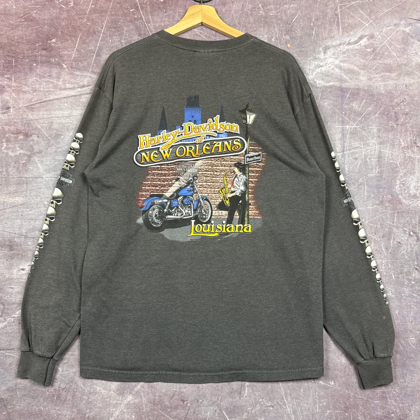 00s Grey Harley Davidson Long Sleeve Shirt 3072