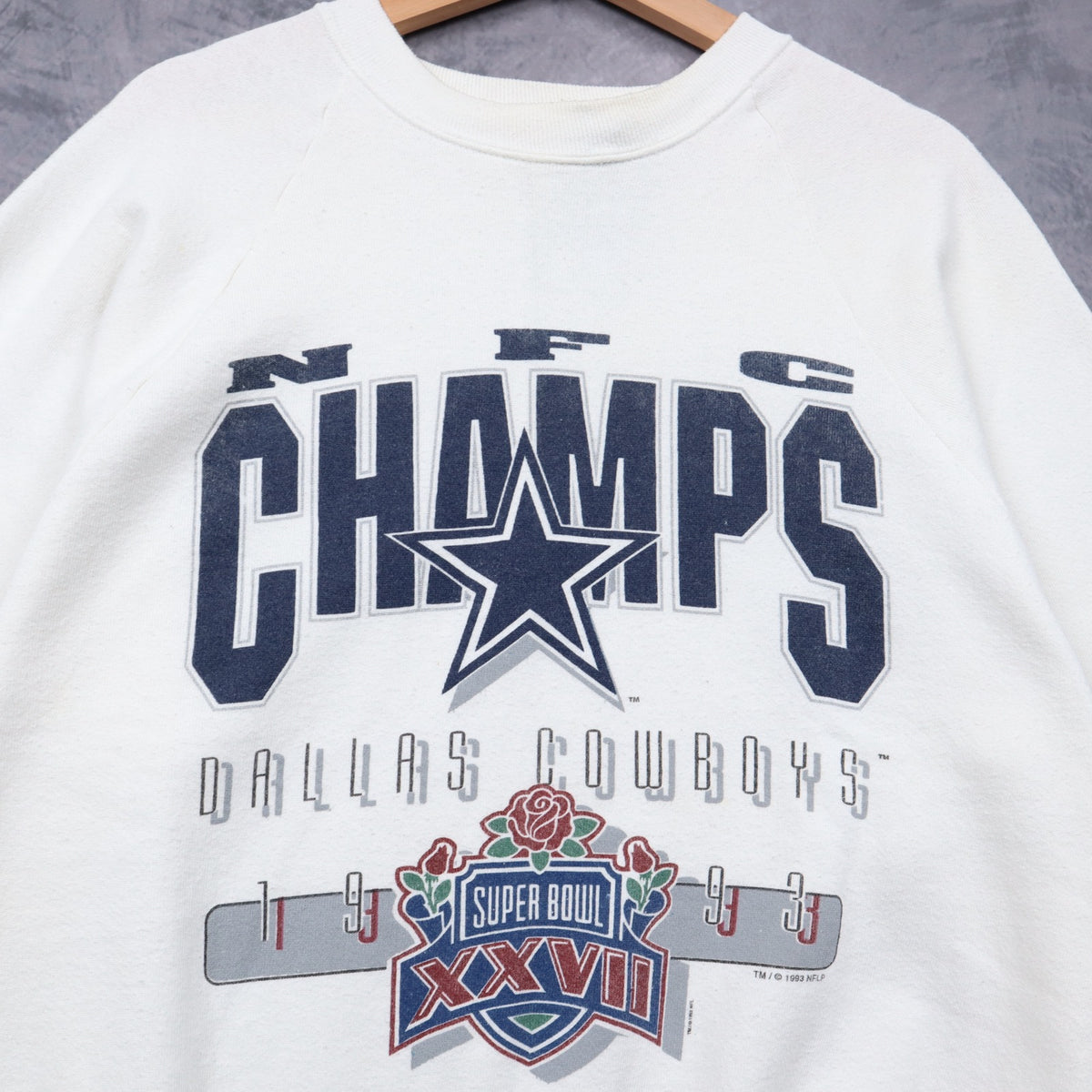 1993 White Dallas Cowboys NFC Champs Super Bowl XXVII Crewneck Sweatshirt 6678