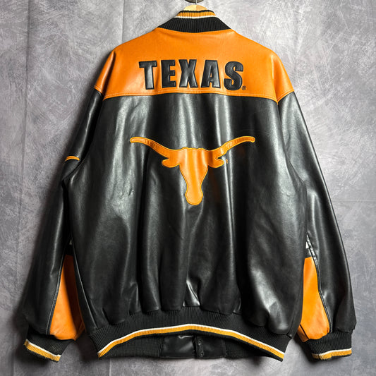 00s Black Texas Longhorns Leather Jacket 4456