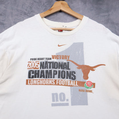 2005 White Texas Longhorns National Champions Rose Bowl Nike Shirt 5752