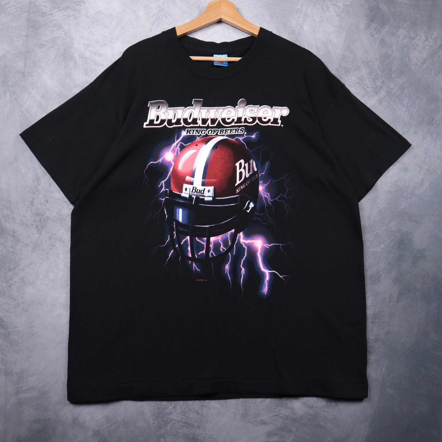 90s Black Budweiser King Of Beers Football Helmet Shirt 4682