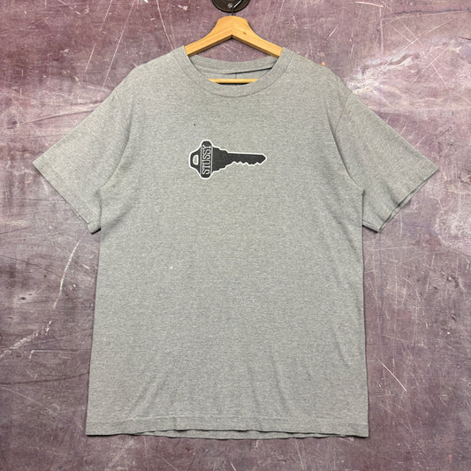 90s Grey Knowledge Is Key Stussy Shirt 3671