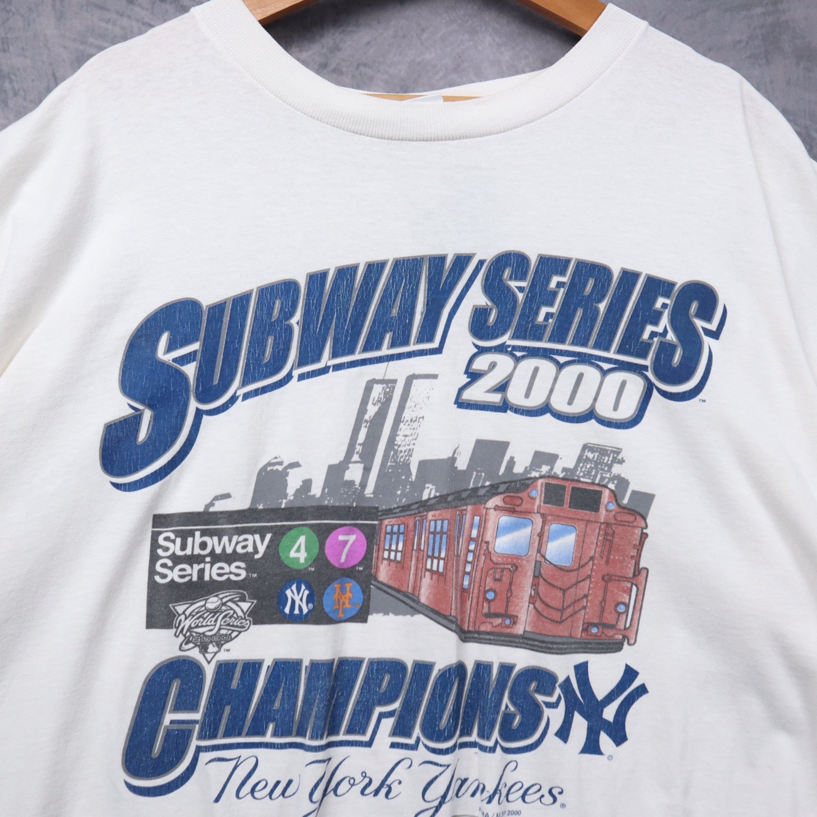 2000 White New York Yankees Subway Series Champions Cropped Shirt 5420