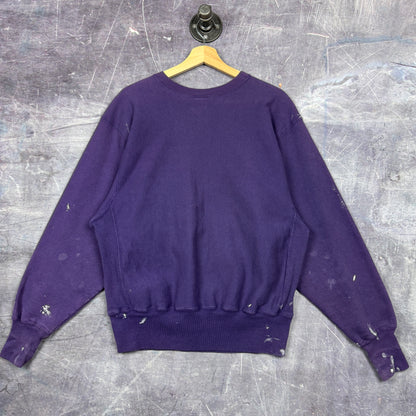 90s Purple University of Scranton Paint Splatter Crewneck Sweatshirt M 0088