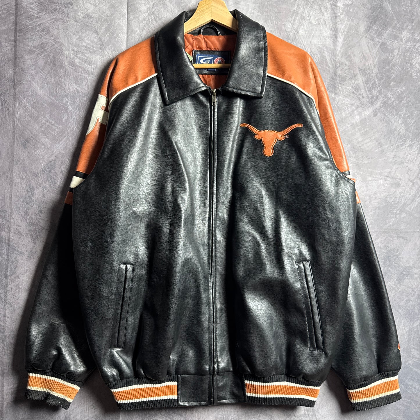 00s Black Texas Longhorns Leather Jacket 4585