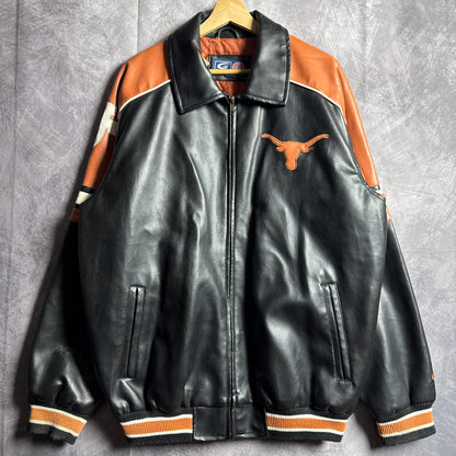 00s Black Texas Longhorns Leather Jacket 4585