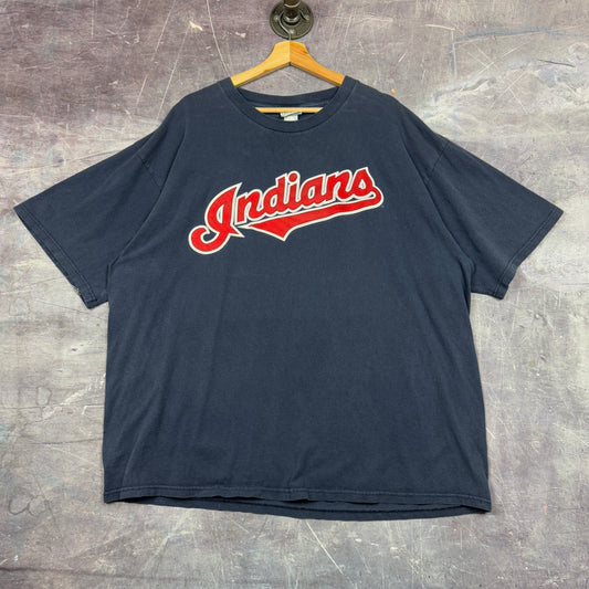 90s Navy Blue Cleveland Indians Jim Thome 25 Baseball Graphic Shirt XXL 0971