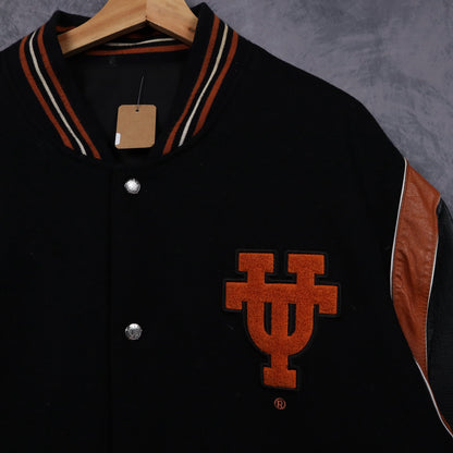 90s Black Texas Longhorns Varsity Jacket 5934