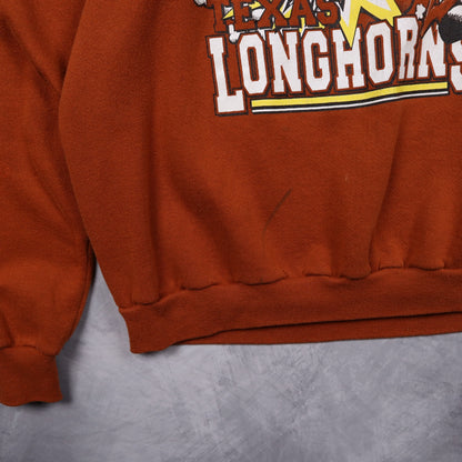 90s Burnt Orange Texas Longhorns Hook 'Em Crewneck Sweatshirt 5714