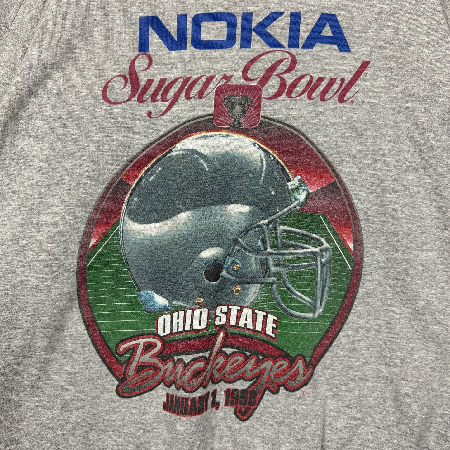 1998 Light Gray Starter Ohio State Buckeyes Nokia Suger Bowl Crewneck Sweatshirt L 0046