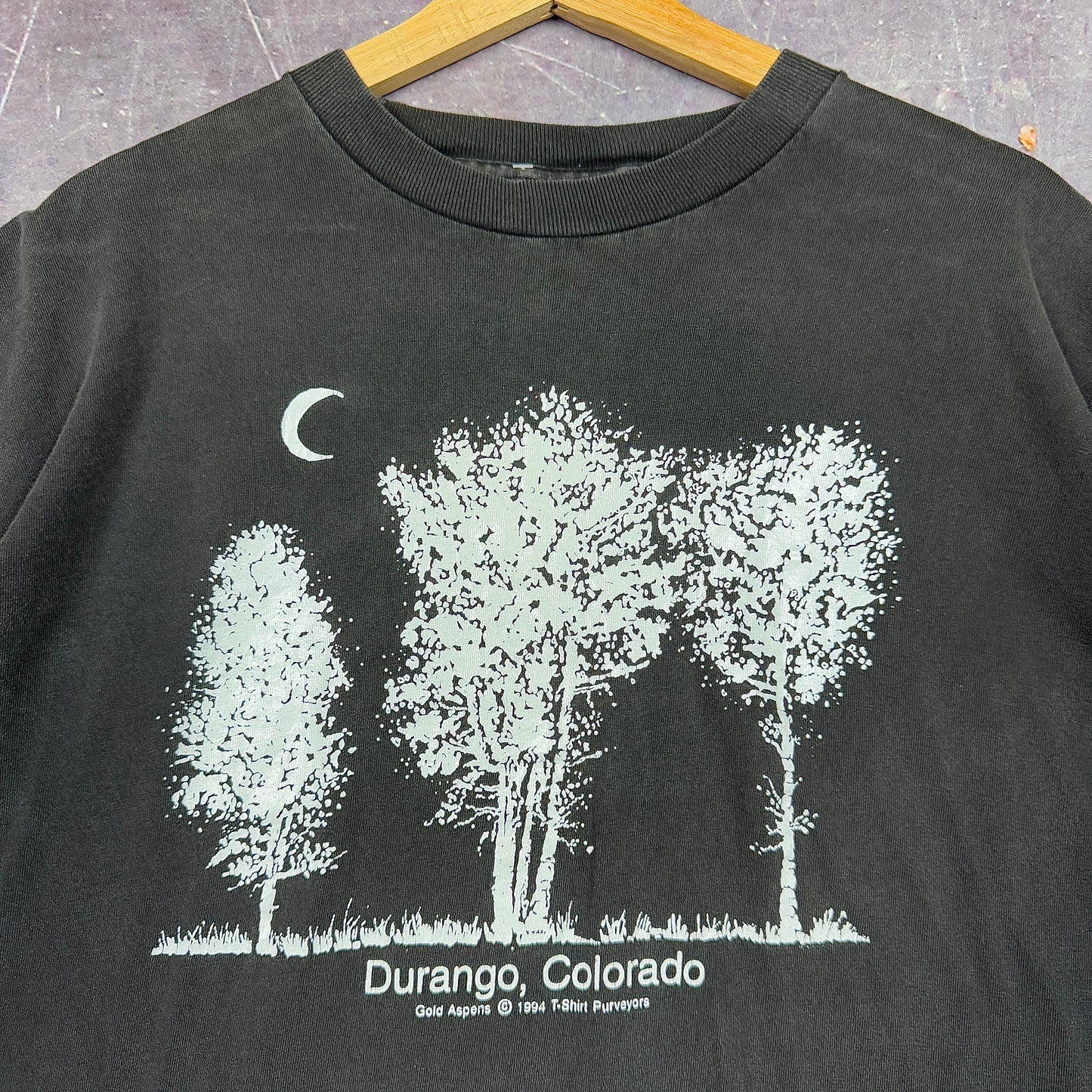 1994 Black Tree Night Art Durango Colorado Graphic Shirt XL 1151