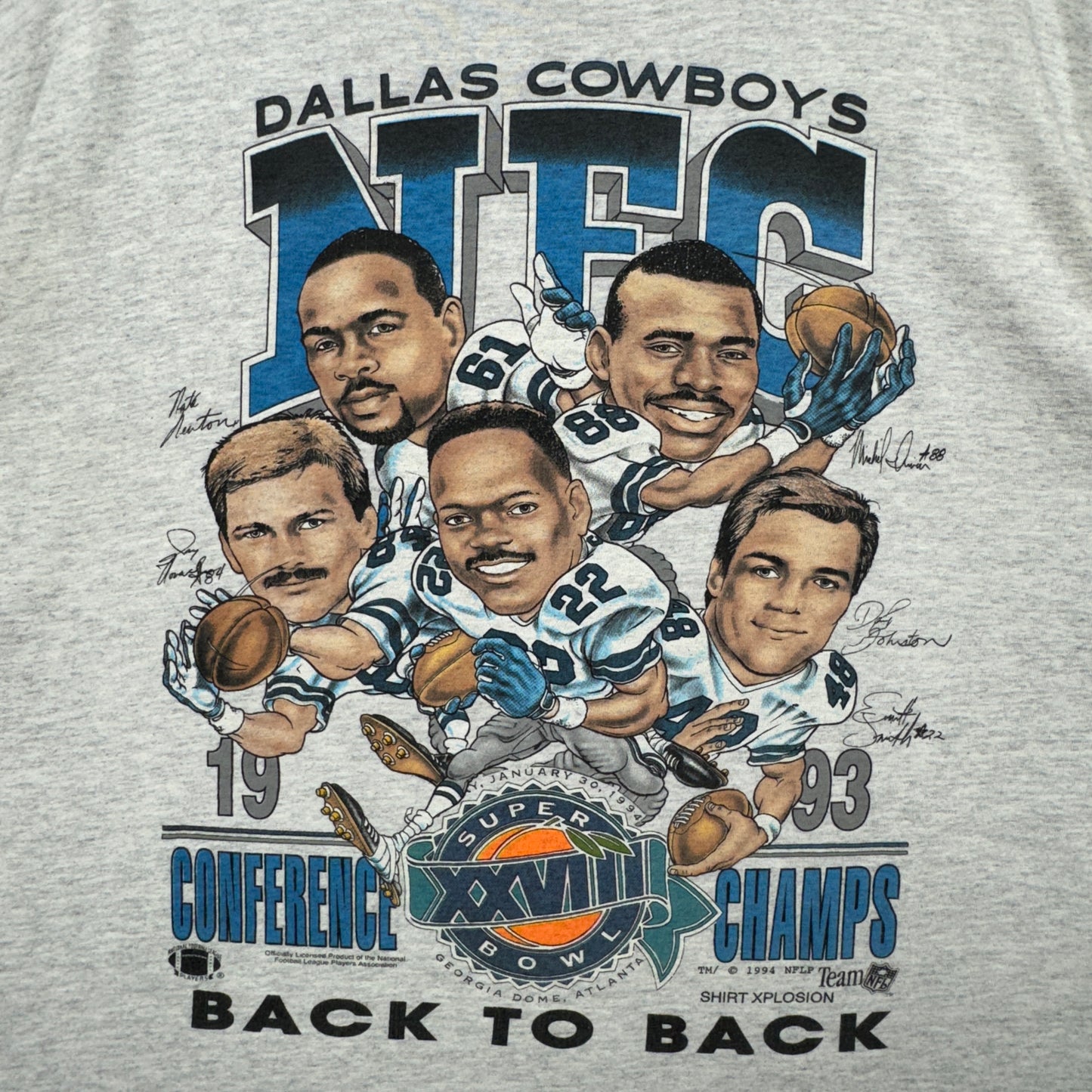 1994 Grey Dallas Cowboys NFC Champs Shirt 4223