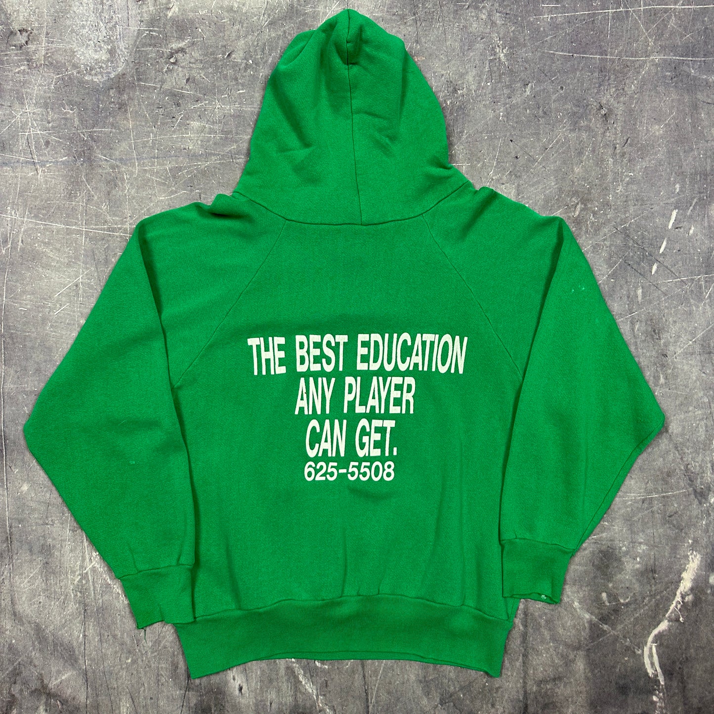 Early 80s Green Kerry Baker School Of Baseball Graphic Hoodie M AD97