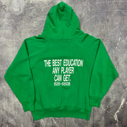 Early 80s Green Kerry Baker School Of Baseball Graphic Hoodie M AD97