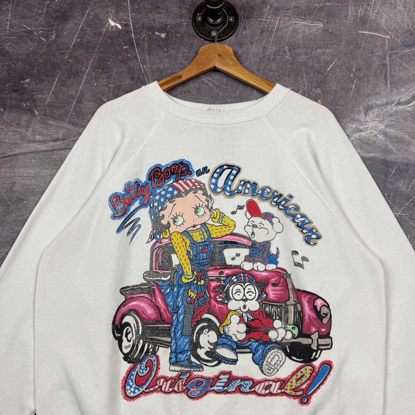 1994 White Betty Boop An American Original Graphic Crewneck Sweatshirt L 0054