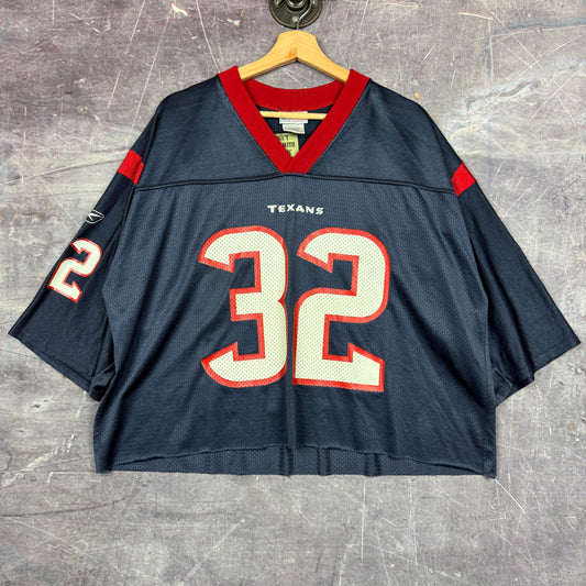 Early 00s Reebok Houston Texans 32 Houston Cropped Football Jersey XL 0583