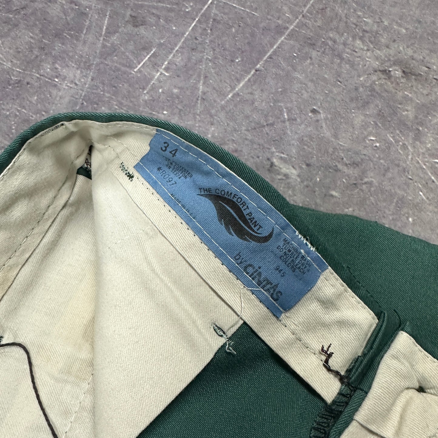 80s Green Cintas Cotton Poly Dickies Style Work Pants 33x28 AI46