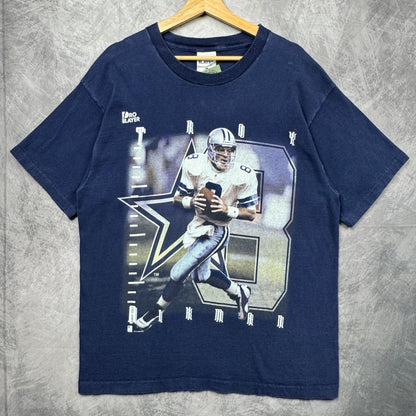 90s Blue Troy Aikman Dallas Cowboys Shirt 4262