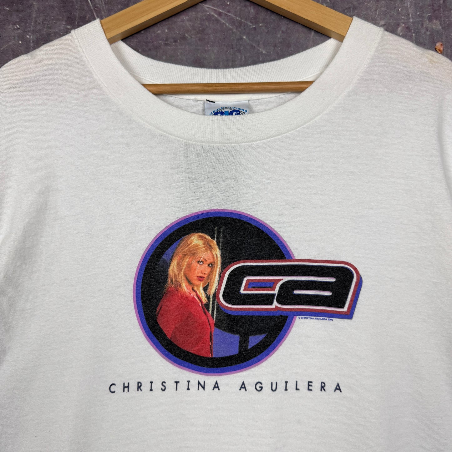 2000 White Christina Aguilera Graphic Shirt L 0897