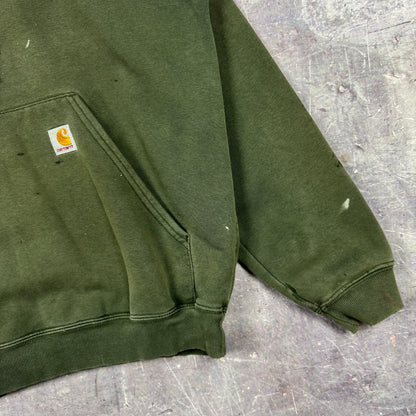 Early 00s Faded Olive Green Essential Logo Carhartt Hoodie L 0318