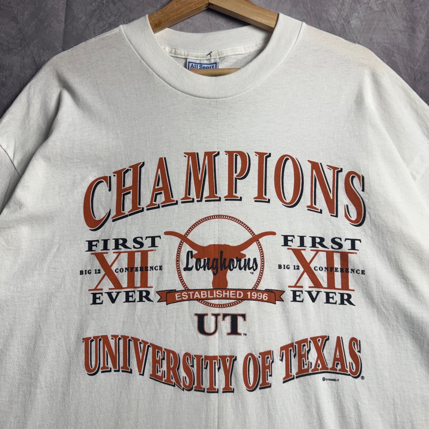 1996 White Texas Longhorns Big 12 Champions Shirt 4521