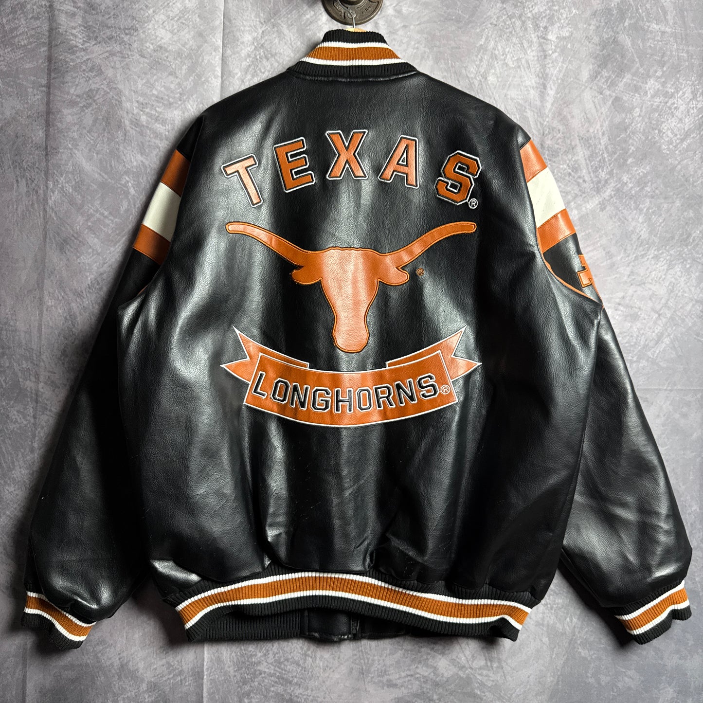 00s Black Texas Longhorns Leather Jacket 4463
