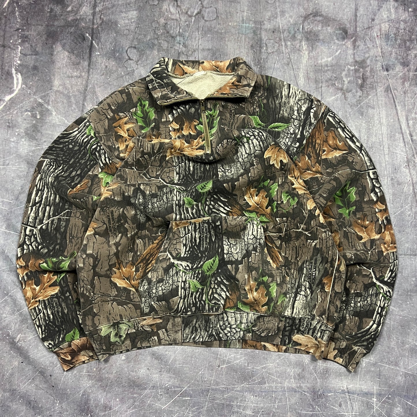 90s RealTree Camo Jerzees Quarter Zip Sweatshirt XL AQ74