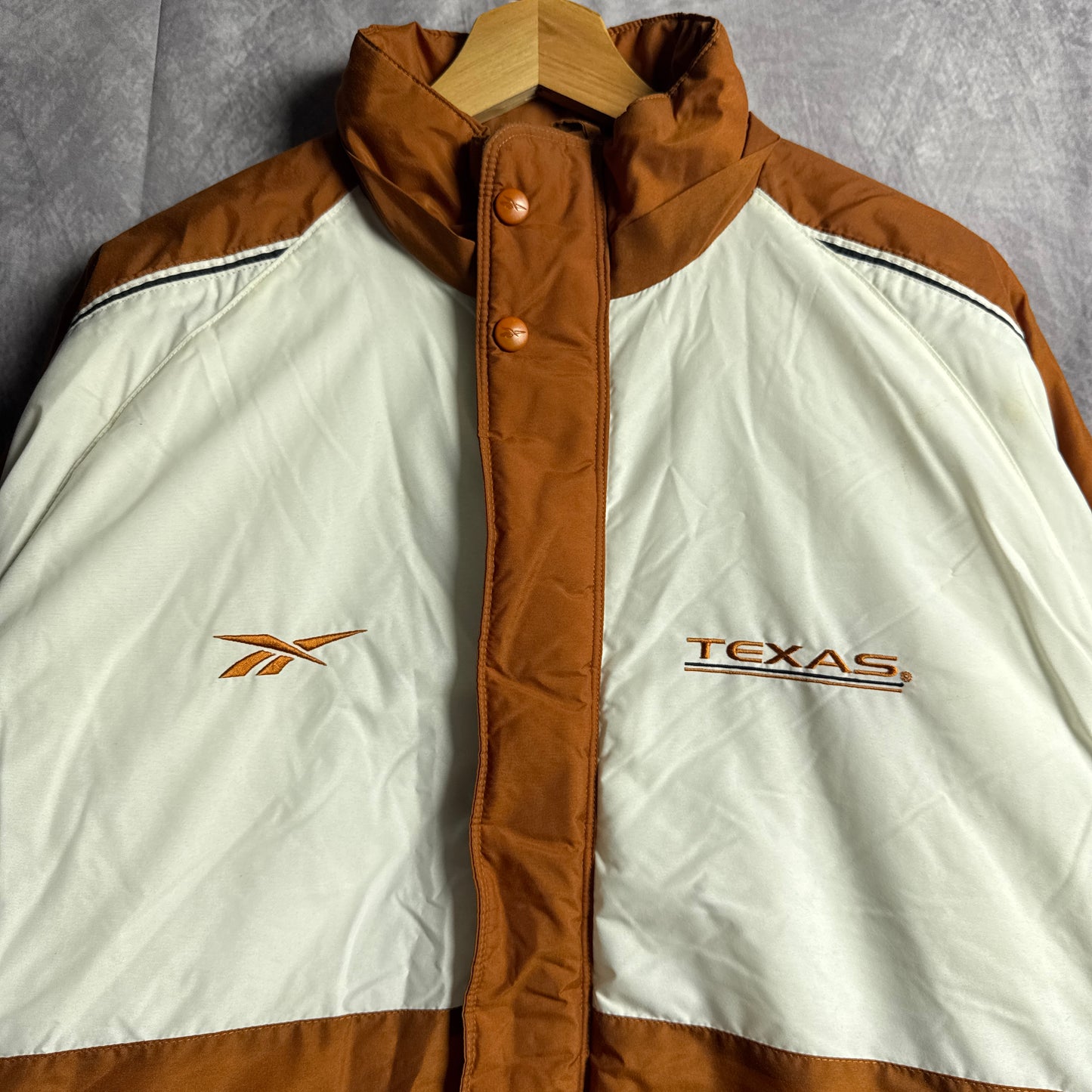 90s Orange White Texas Longhorns Reebok Puffer Jacket 4583