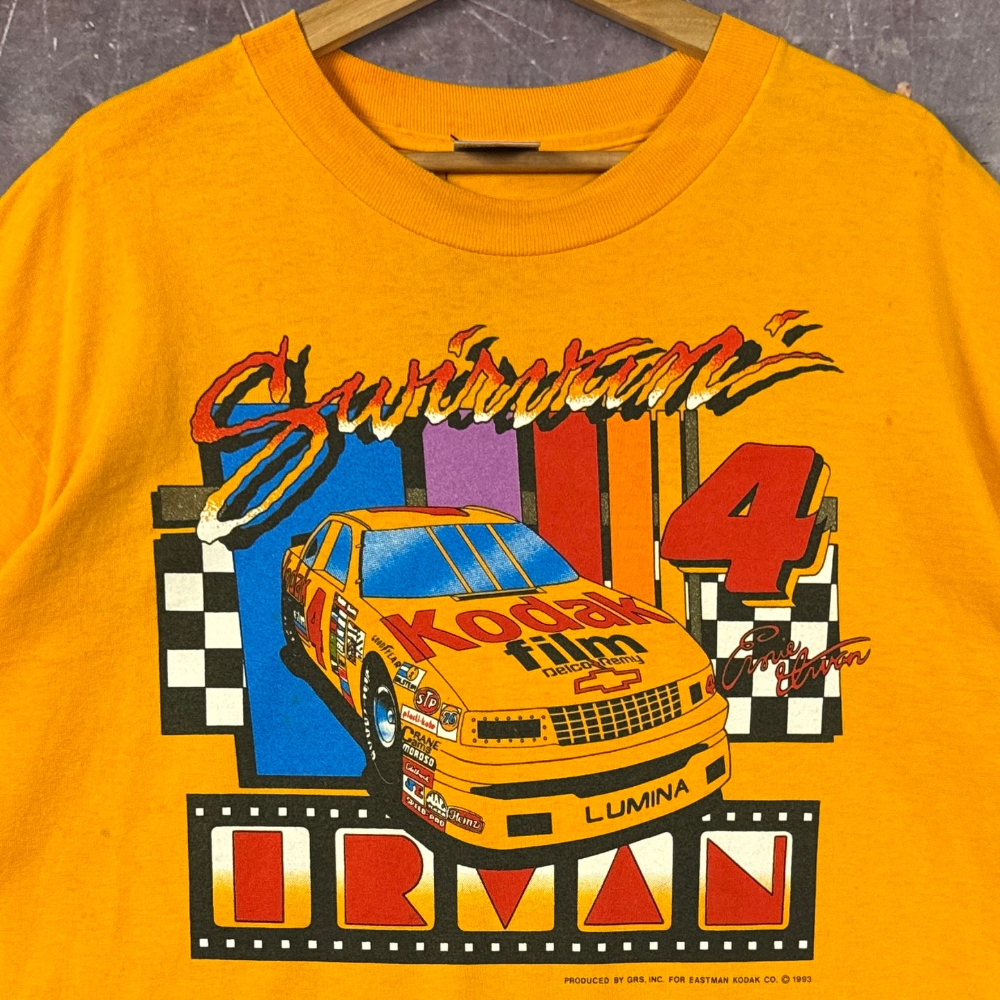 90s Yellow Kodak Nascar Shirt 3258