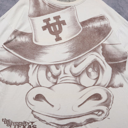 90s White University Of Texas Longhorns Big Print Shirt 5731