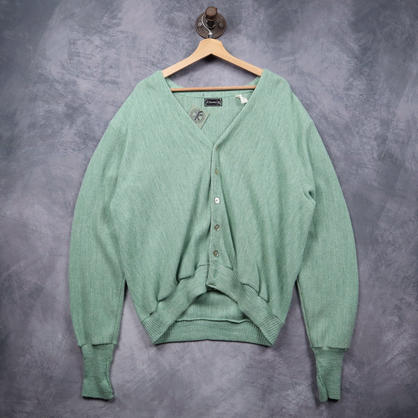 90s Sage Green JCPenney Knit Cardigan Sweater 5471