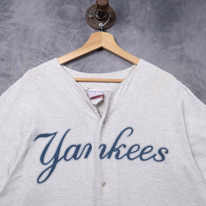 90s Heather Grey New York Yankees Majestic Button Up Jersey 5352