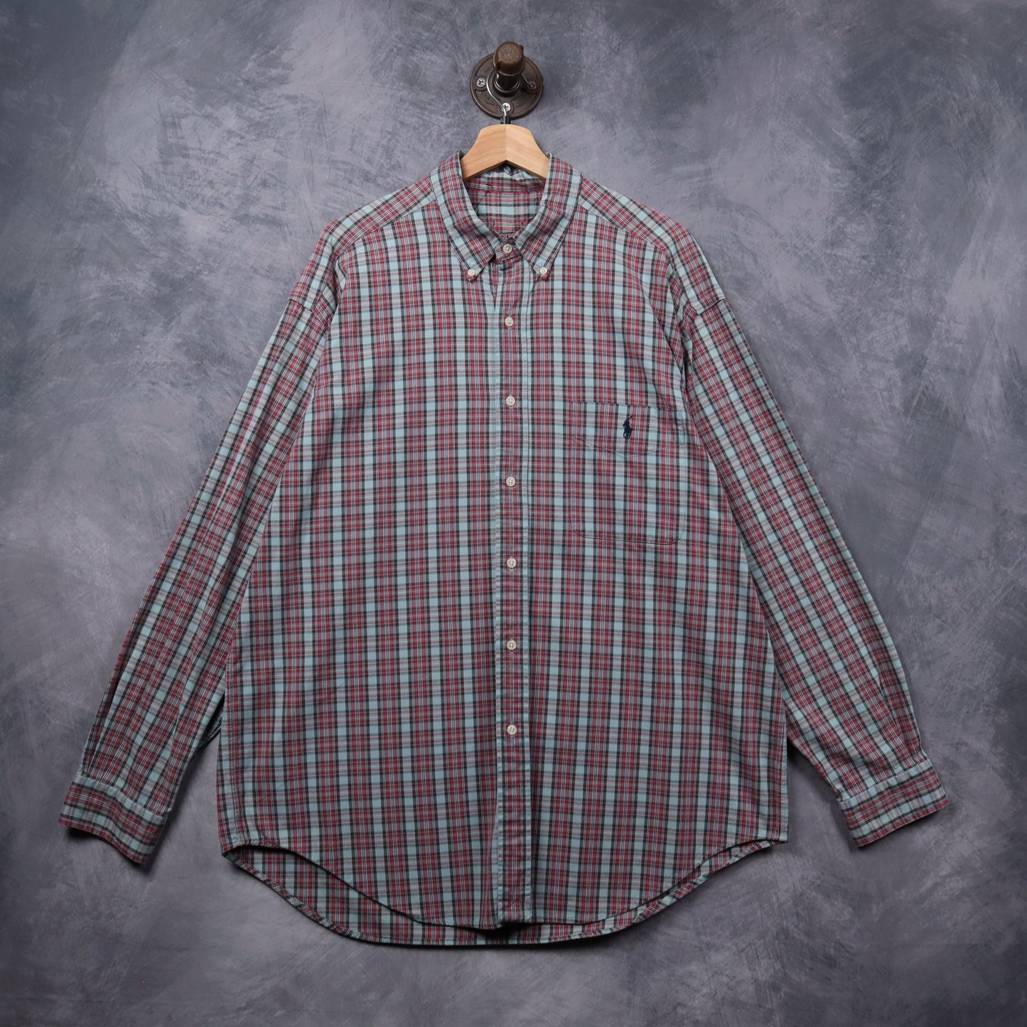 90s Red Plaid Polo Ralph Lauren Long Sleeve Button Up Shirt 5316